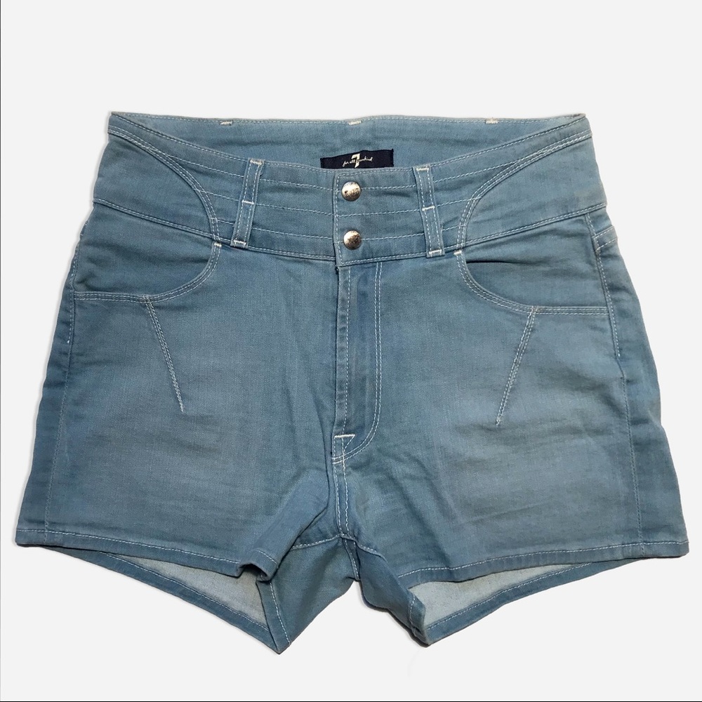 7 For All Mankind High Waist Light Denim Shorts